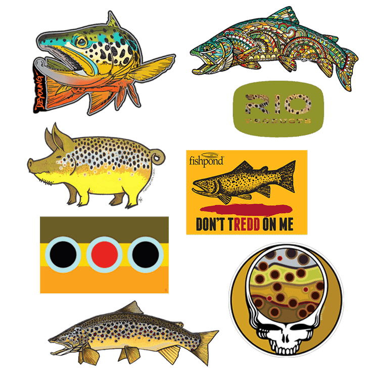 Brown Trout Pack Fly Fishing Stickers And Decals