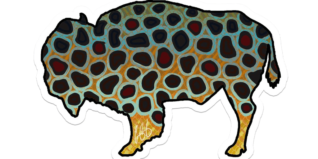 Casey Underwood Wyoming Bison Brown Trout Sticker Casey Underwood Wyoming Bison Brown Trout Sticker