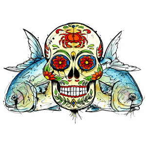 Ryan Keene Permit Sugar Skull Sticker