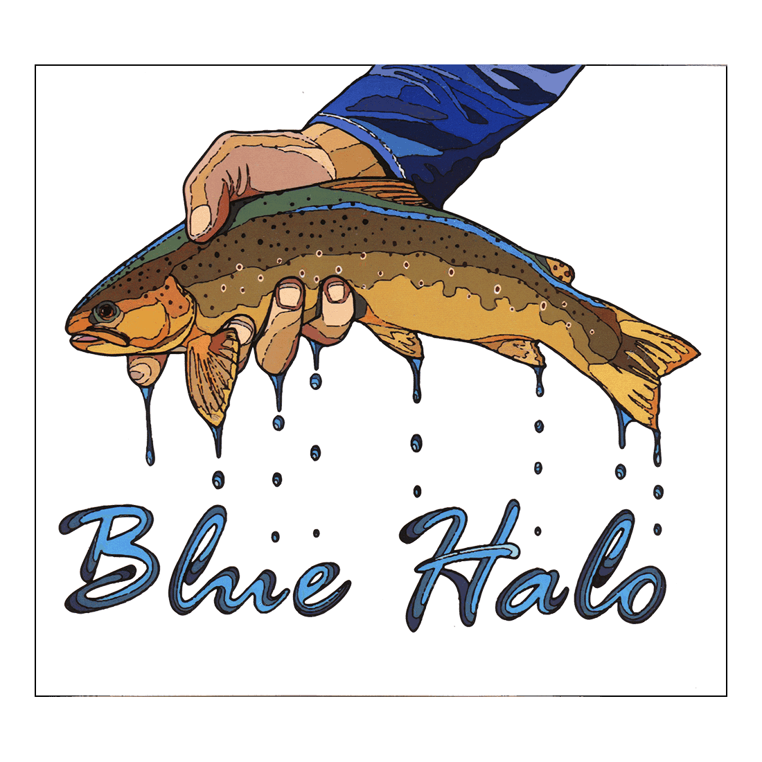 Blue Halo Fly Rods Brown Trout Sticker Large - Fly Slaps Fly