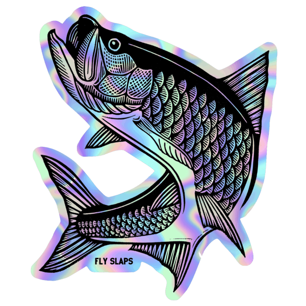 Fly Slaps Wandering Blue Lines Holographic Tarpon Sticker