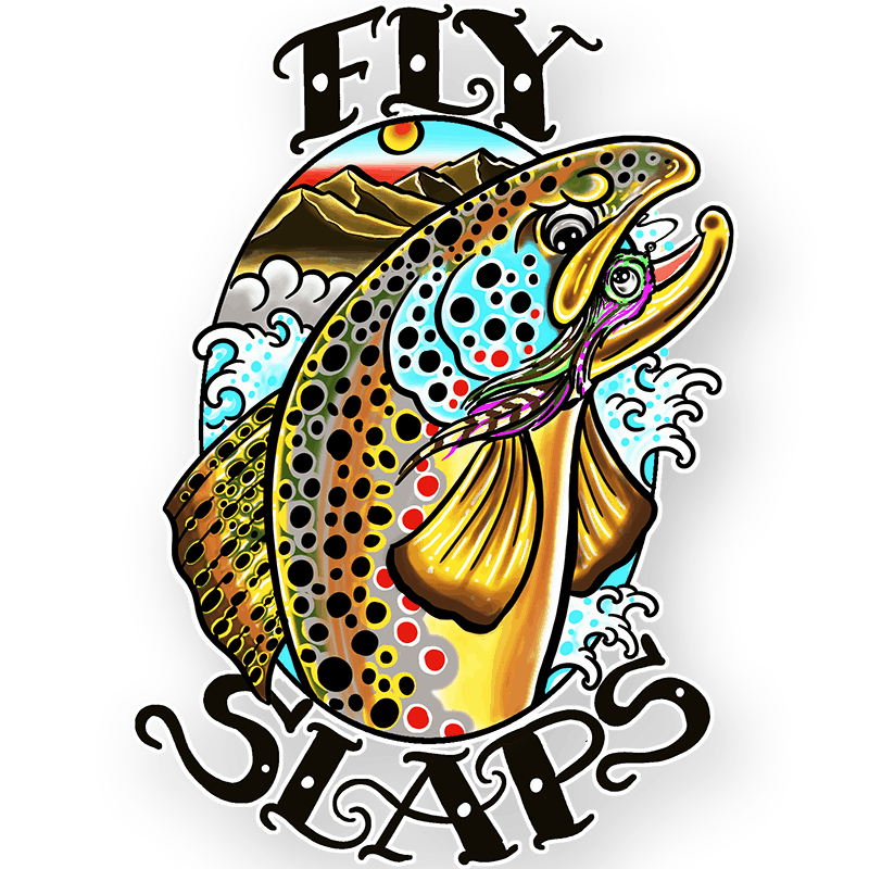Fly Slaps x Josh May Brown Trout Sticker - Fly Slaps Fly Fishing Stickers  and Decals