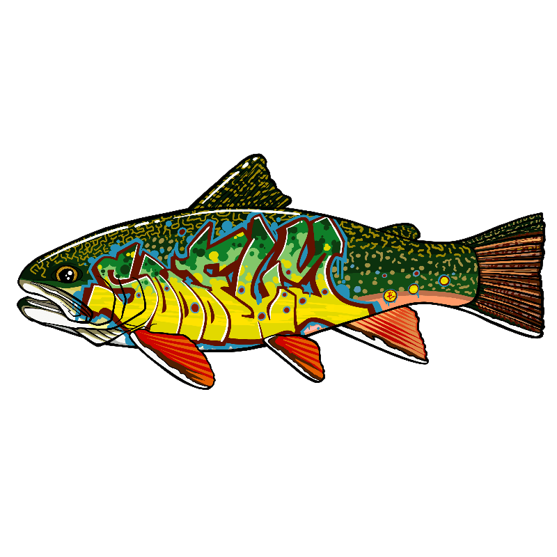 Elaine Jensen Graffiti Brook Trout Sticker - Fly Slaps Fly Fishing Stickers  and Decals