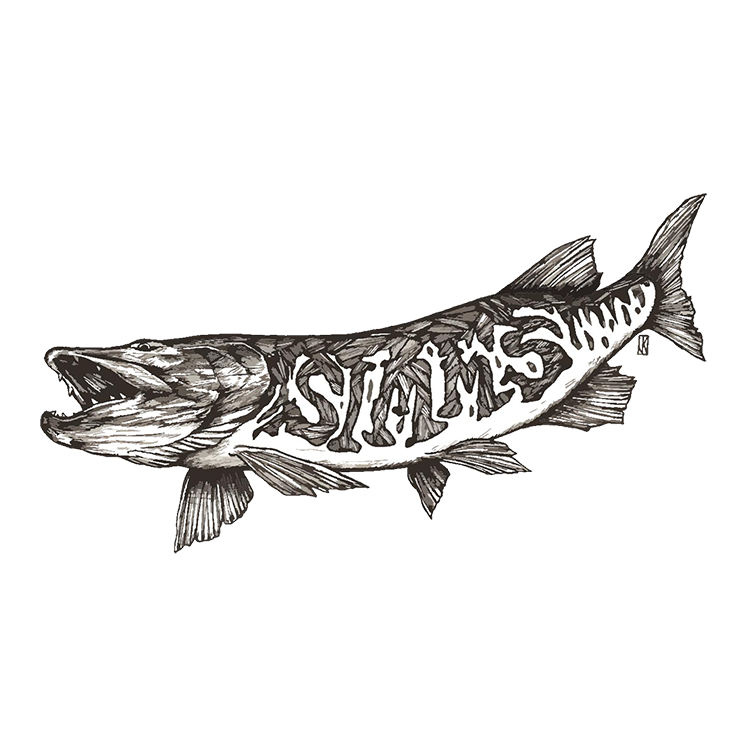 SIMMS sticker vinyl decal - fly fishing gear waders flyfish trout