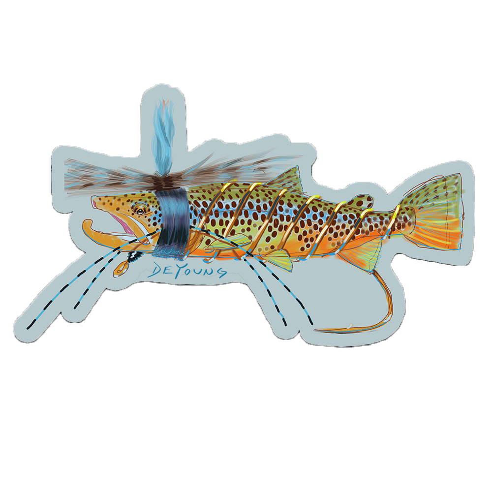 Derek DeYoung Fly Brown Trout Decal - Fly Slaps Fly Fishing Stickers and  Decals