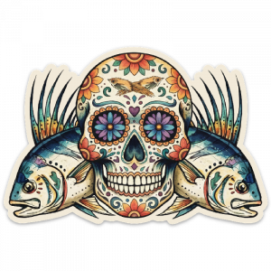 Fly Slaps Day of the Dead Rooster Fish Skull
